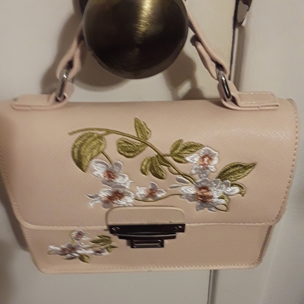 Light Pink embroidered Crossbody/Satchel Bag.